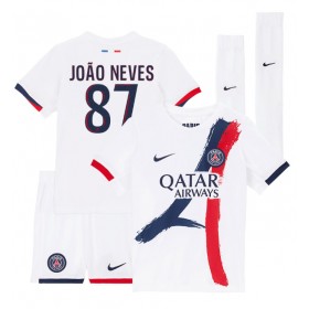 Paris Saint-Germain Joao Neves #87 Borta Kläder Barn 2024-25 Kortärmad (+ Korta byxor)